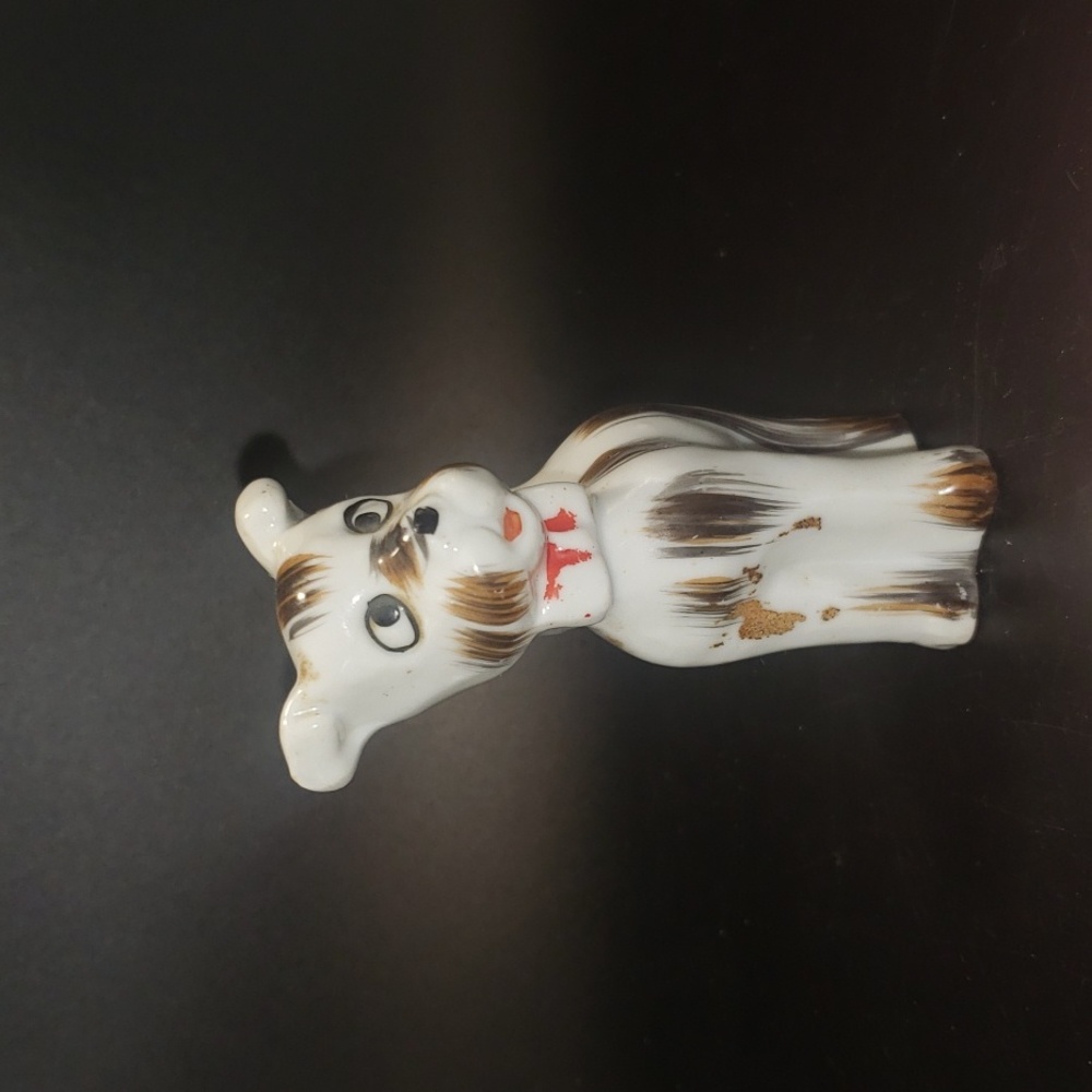 Vintage Japan Porcelain Dog w/Bowtie Figurine.